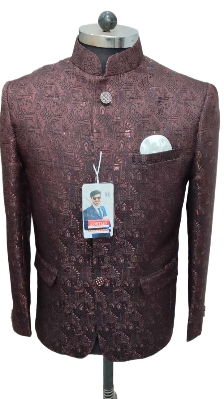 Wine bandhgala with threadwork