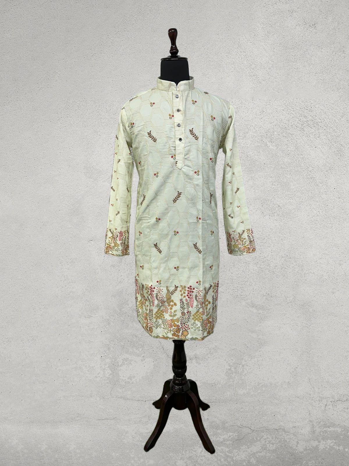 Cream shade designer kurta with border embroidery 