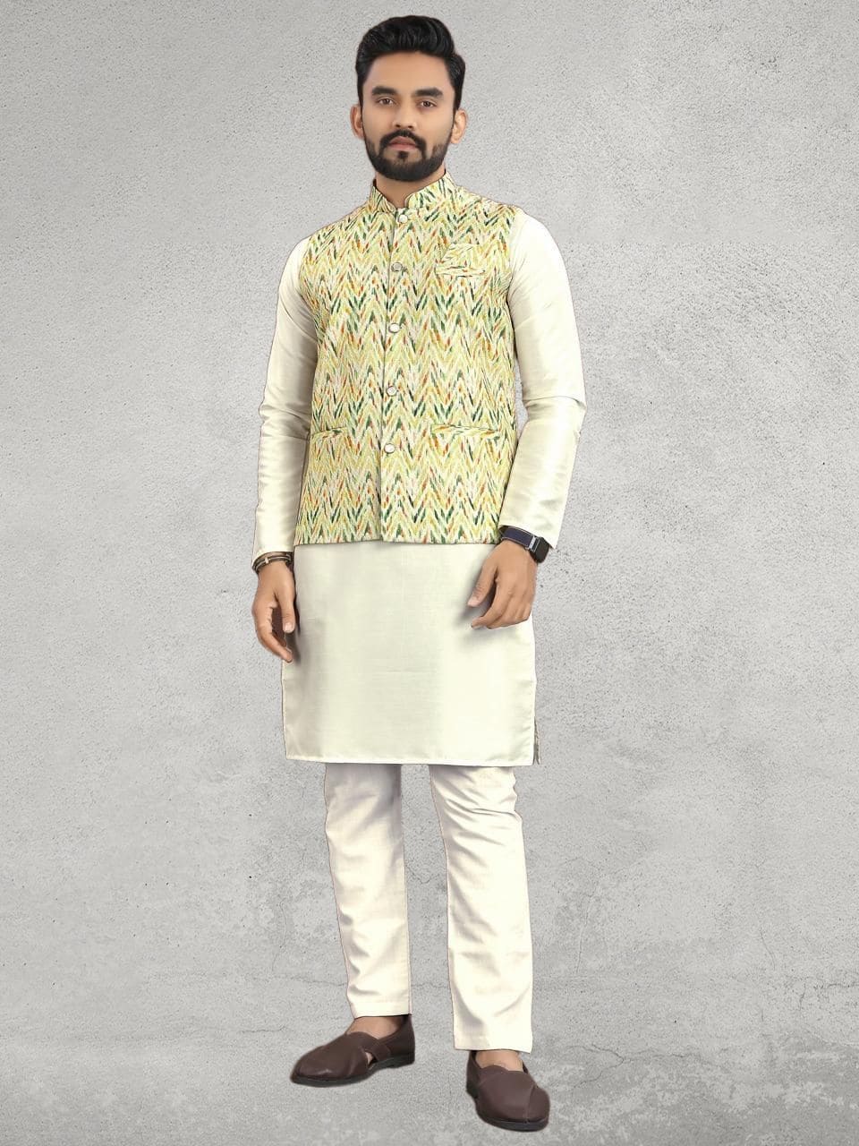 Multicolour threadwork embroidery koti kurta