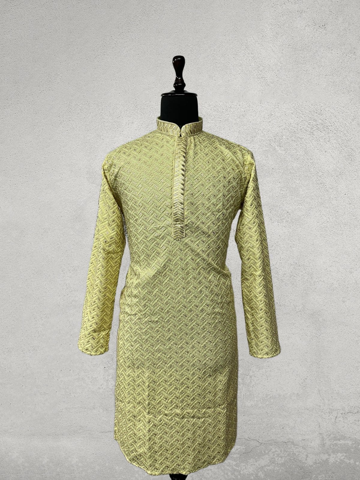Mint green kurta with chikan thread embroidery 